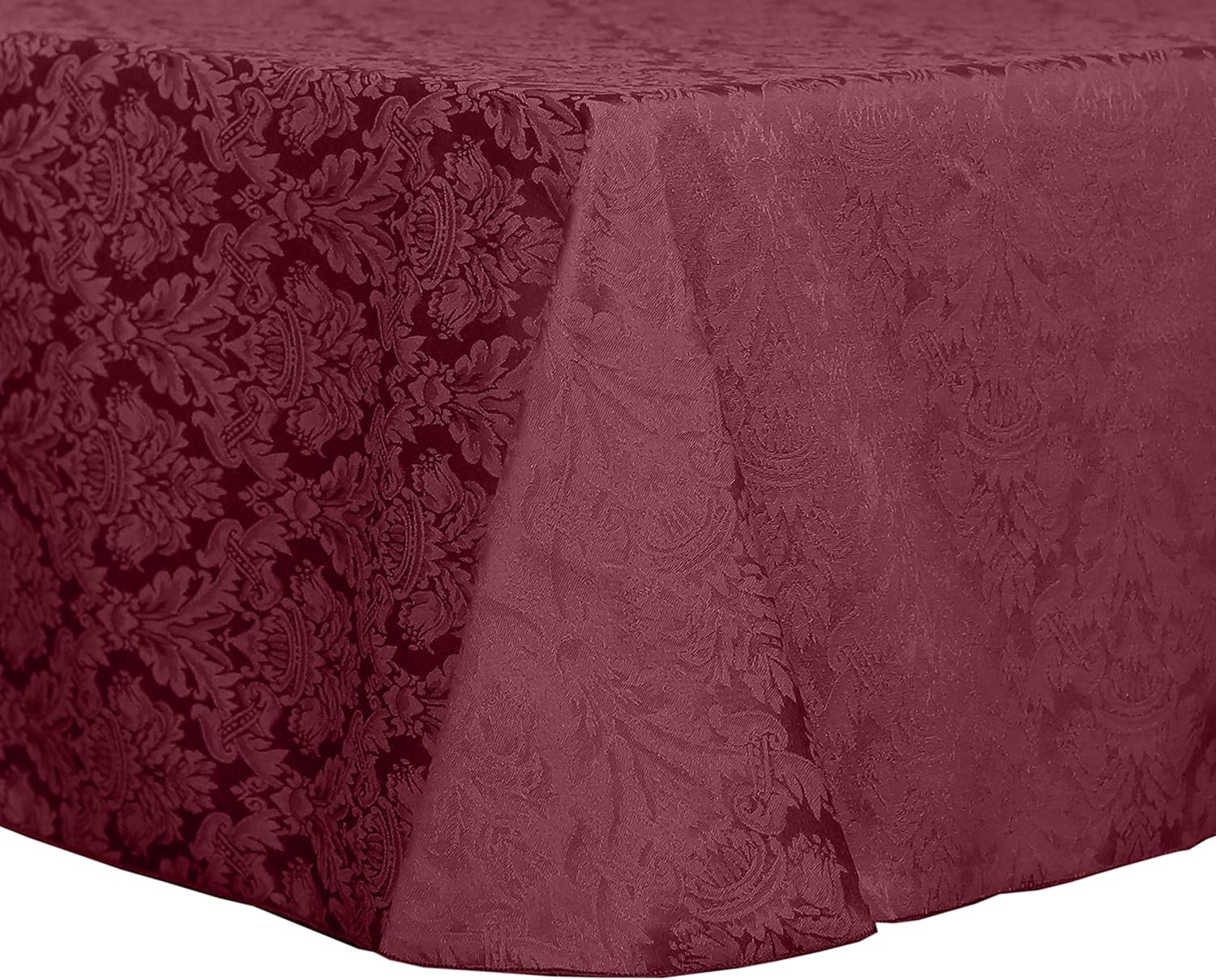 Ultimate Textile Vintage Damask Saxony 60 x 102-Inch Oval Tablecloth Dark Red