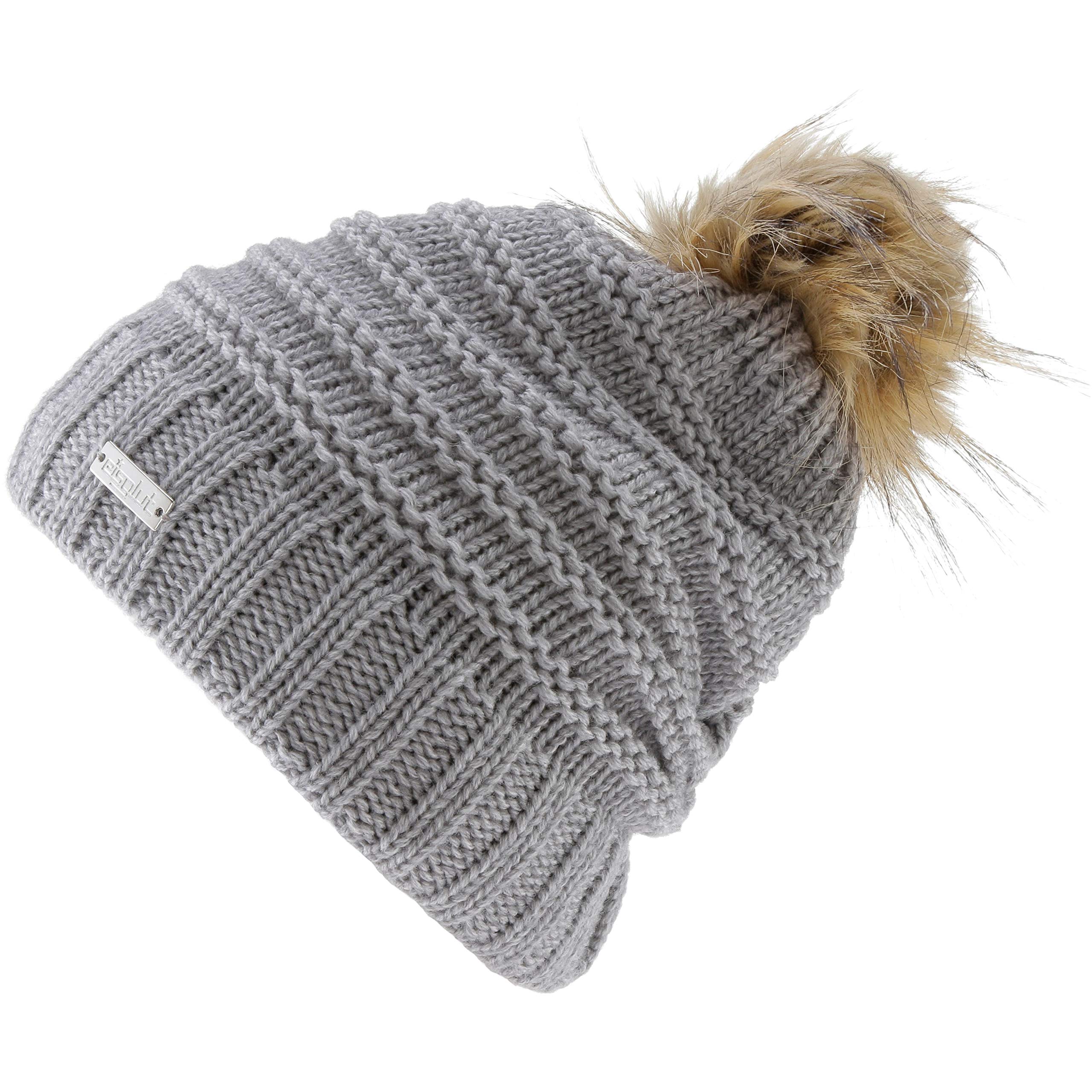 Eisglut Sophia Bonnet à pompon pour femme Gris Taille unique