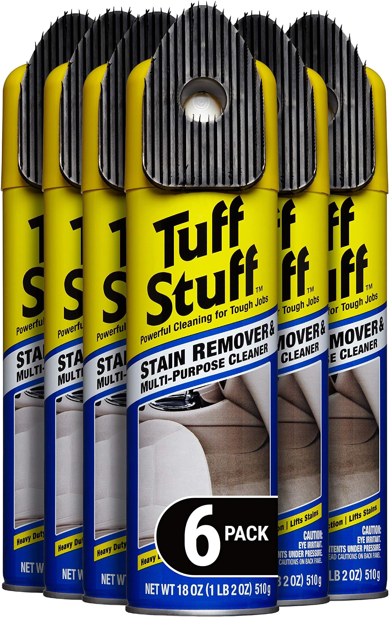 Tuff Stuff Car Cleaner and Stain Remover, Multi-Purpose for Cars, Truck, Motorcycle, Scrubby Cap, Aerosol, Pack of 6, 17182C-6PK