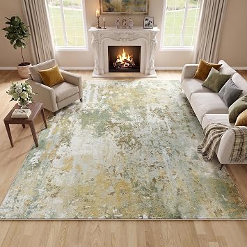 Green Washable Rug 5x7 Area Rugs for Living Room Bedroom Carpet