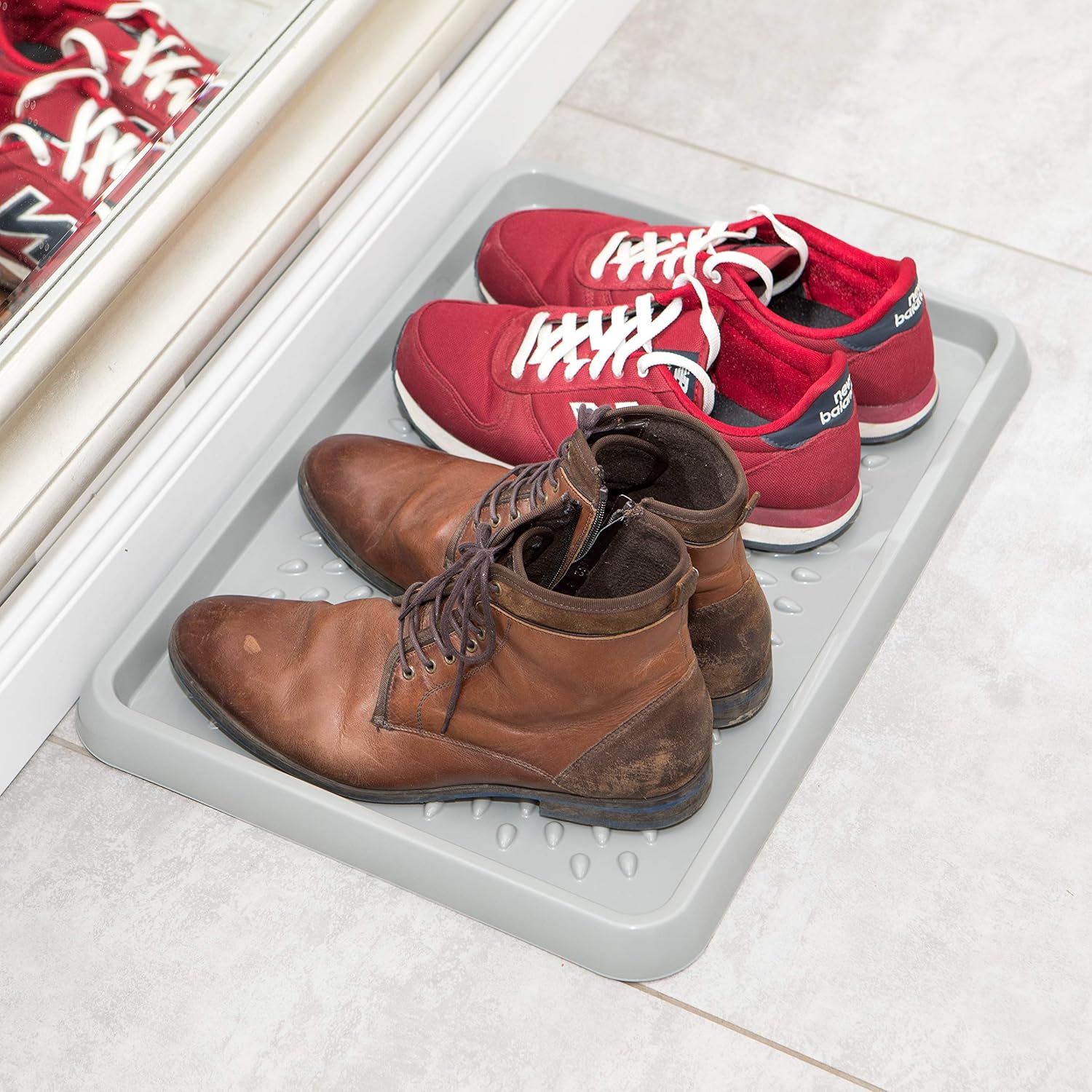 BranQ - Home essential BranQ Plastic Shoe Rack, 54 x 38,5 x 3 cm (LxBxH), Light Grey