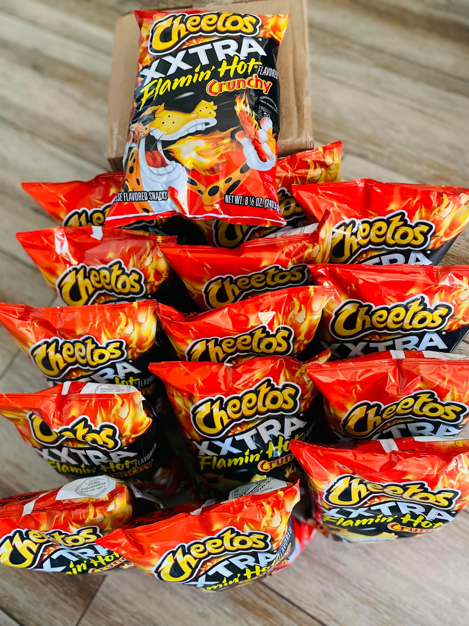 PACK OF 15 - Cheetos XXtra Flamin' Hot Crunchy Cheese Flavored Snacks 8.5 oz. Bag