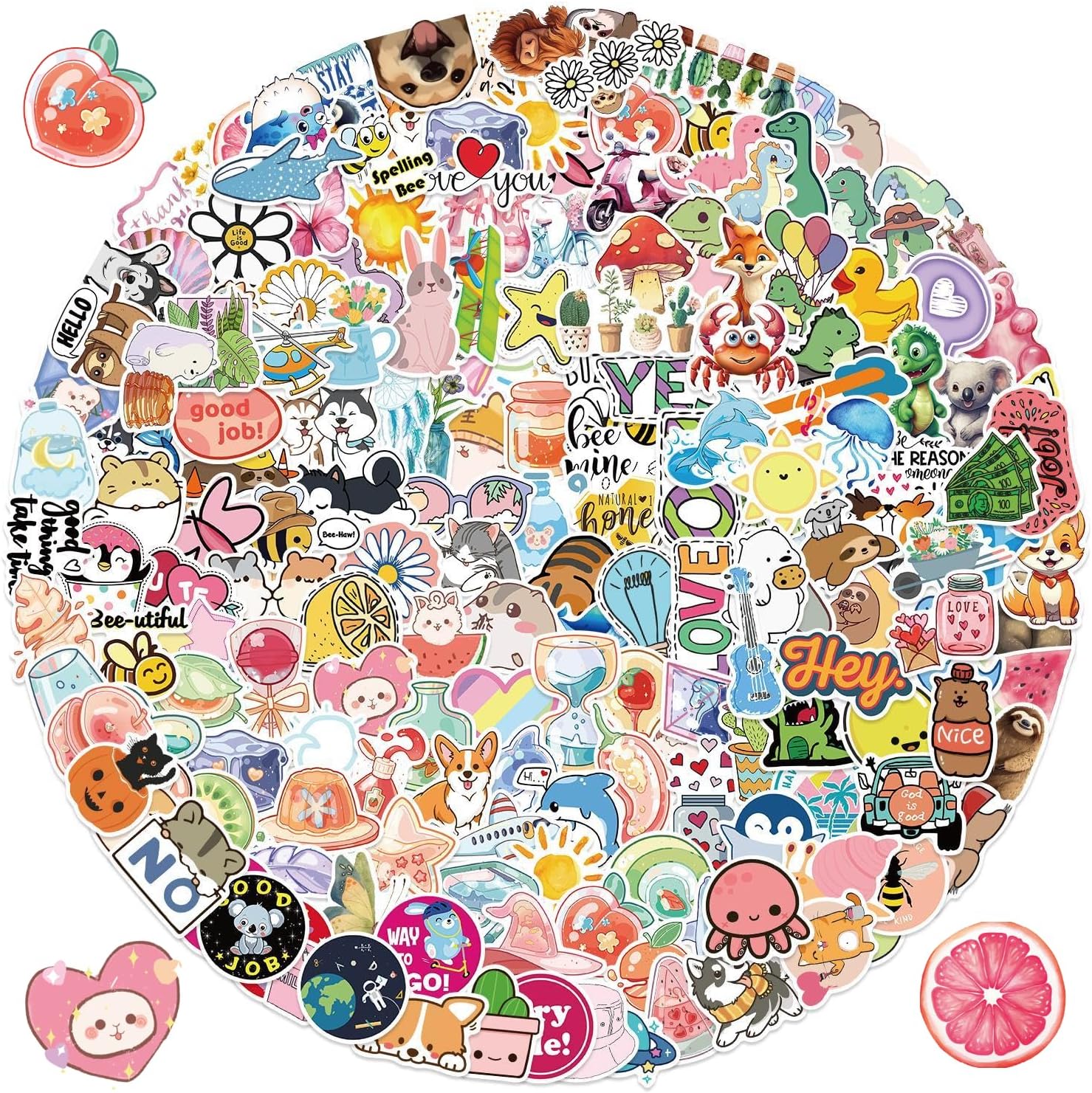 200PCS Water Bottle Stickers for Kids Teens,Vinyl Creative Stickers for Laptop Car Luggage Notebook Scrapbooks,Humorous Personalized Stickers Set,Funny Decals Pack