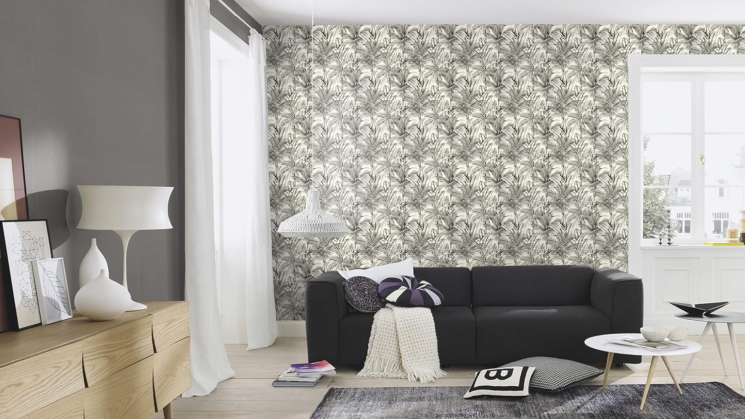 Rasch Serra White Palm Wallpaper