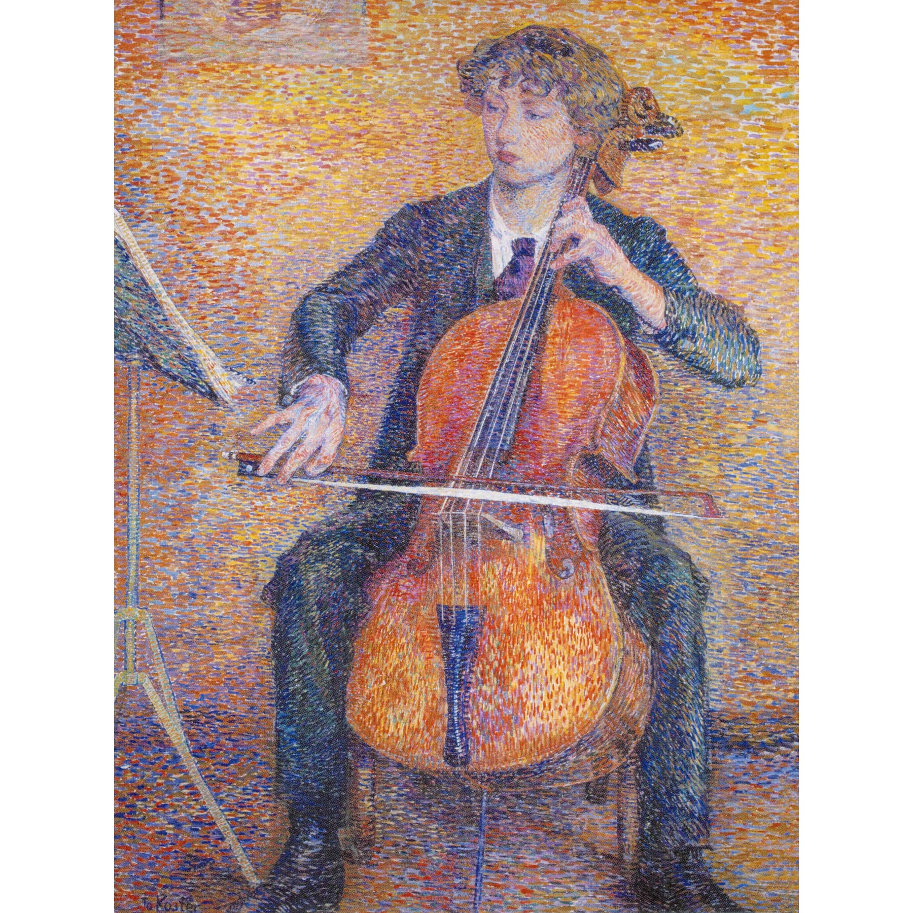 Artery8 Koster Young Man Playing Cello 1910 Painting Premium Wall Art Canvas Print 18X24 Inch