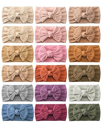 jollybows 18pcs Baby Nylon Headbands Hair Bow Elastics Hairbands Hair Accessories for Baby Girls Newborn Infant Toddlers Kid - 1-18 Multi-colored