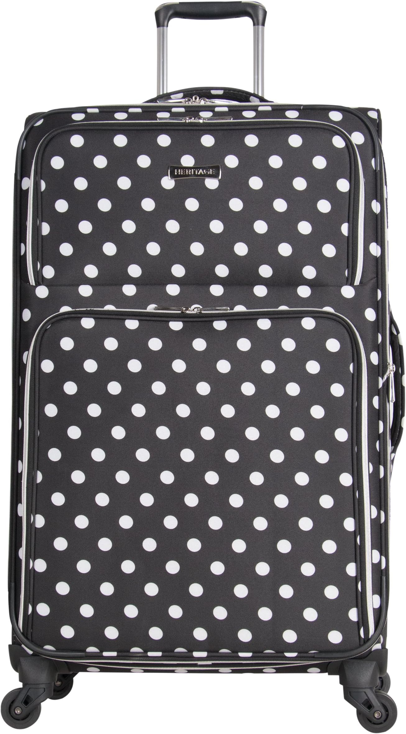 Heritage Travelware Albany Park 28" 600d Polka Dot Polyester Expandable 4-wheel Spinner Checked Luggage, Black
