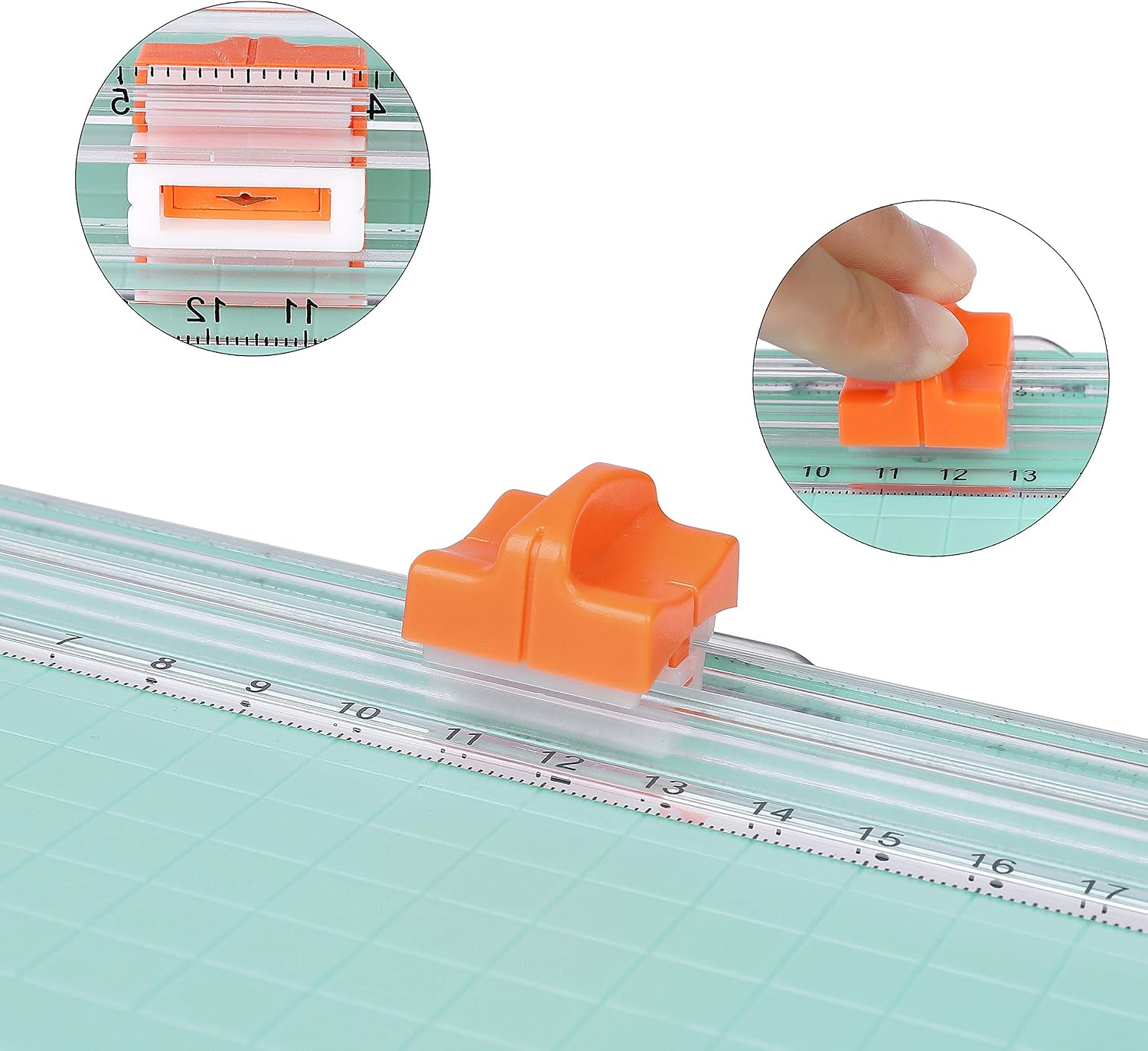 Paper Cutter A5 Paper Trimmer Titanium Scrapbooking Tool with Automatic Security Safeguard and Side Ruler for Paper Label Card Standard Cutting Green