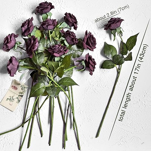 Miniatura 157 de FiveSeasonStuff 12 tallos de flores artificiales, rosas de seda de tacto real para decoración de bodas, ramos de novia, centros de mesa, fiestas y 9