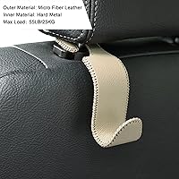 Vista 3 de Amooca Gancho universal para reposacabezas de asiento de automóvil, colgador de cuero con metal para asiento de automóvil, organizador para bolso