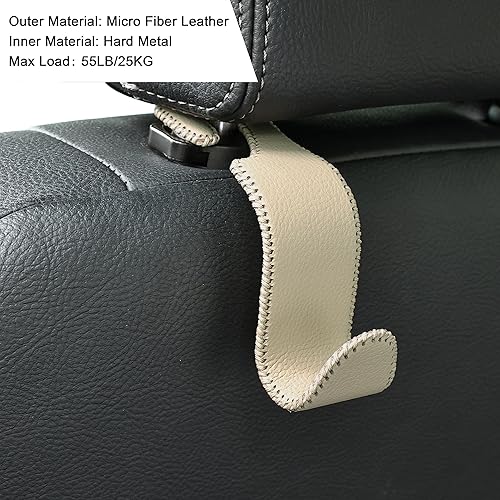 Miniatura 10 de Amooca Gancho universal para reposacabezas de asiento de automóvil, colgador de cuero con metal para asiento de automóvil, organizador para bolso,
