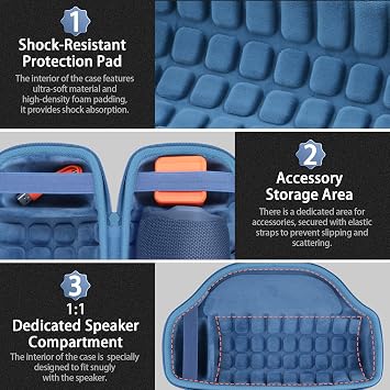co2CREA Case for JBL Charge 6 Portable Bluetooth Speaker, Blue