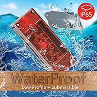 Vista 4 de Wellmax Luces LED de remolque de 12 V, sumergibles e impermeables, de perfil bajo, luces traseras rectangulares para RV, marina, barcos, remolques