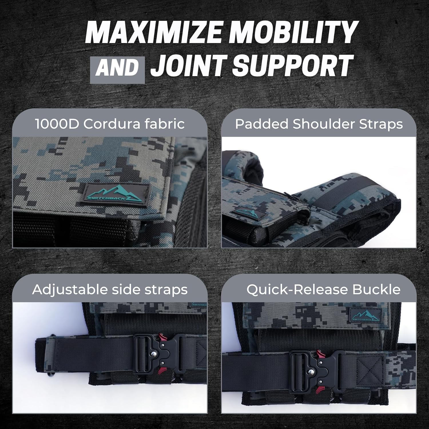 Adjustable Weighted Vest W/ Removable Iron Bars - 26lb Weight Vest For Men & Women W/Washable Liner & Cobra Style Buckle | 1000D Strength Training Workout Vests For Body Weight, Running, Walking & Crossfit Workout