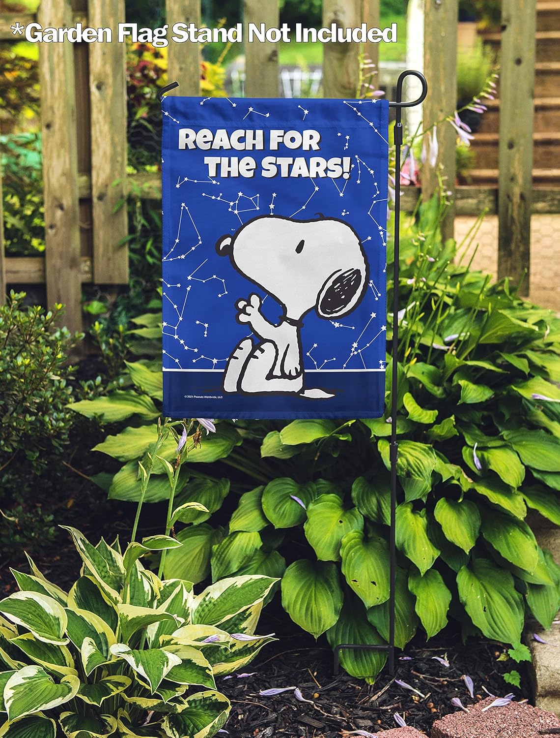 Flagology, PEANUTS Reach for the Stars Snoopy – Garden Flag 12" x 18", Officially Licensed PEANUTS®, Inspirational