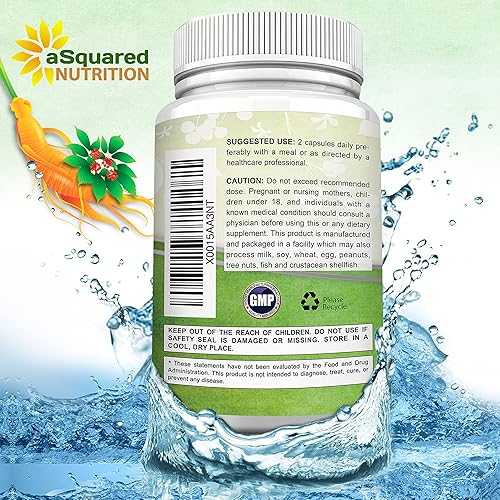 Miniatura 7 de aSquared Nutrition Red Korean Panax Ginseng (1000 mg de fuerza máxima) 180 cápsulas Complejo de extracto de raíz, suplemento asiático en polvo,