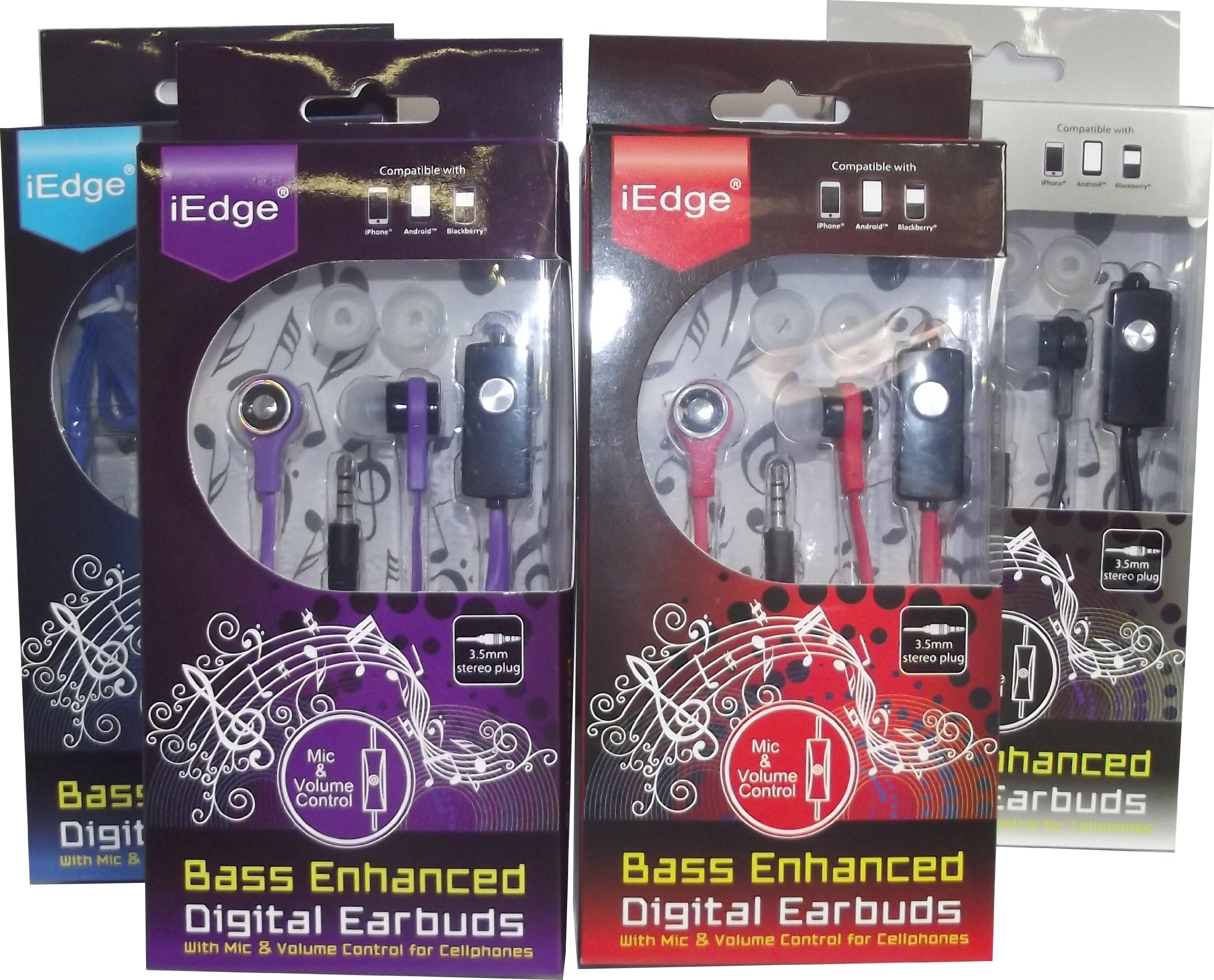 iEdge Bass Enhanced Digital Earbuds with Mic & Volume Control for Cellphones