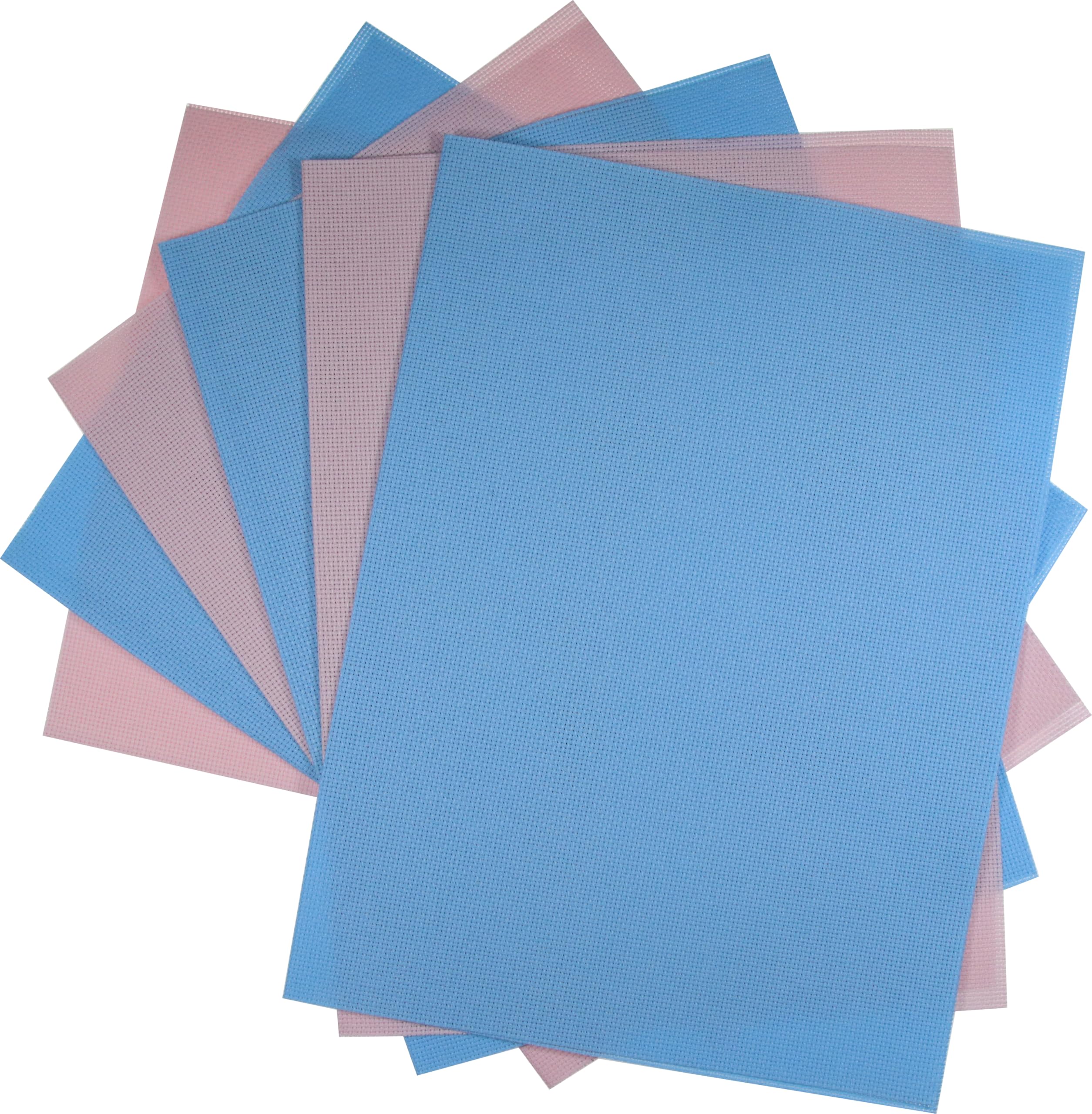 KCS 4/6 pc of 12" x 18"(30cmx45cm) 16CT Counted Cotton Aida Cloth Cross Stitch Fabric (Light Blue+Pink, 6 pc) — image 1
