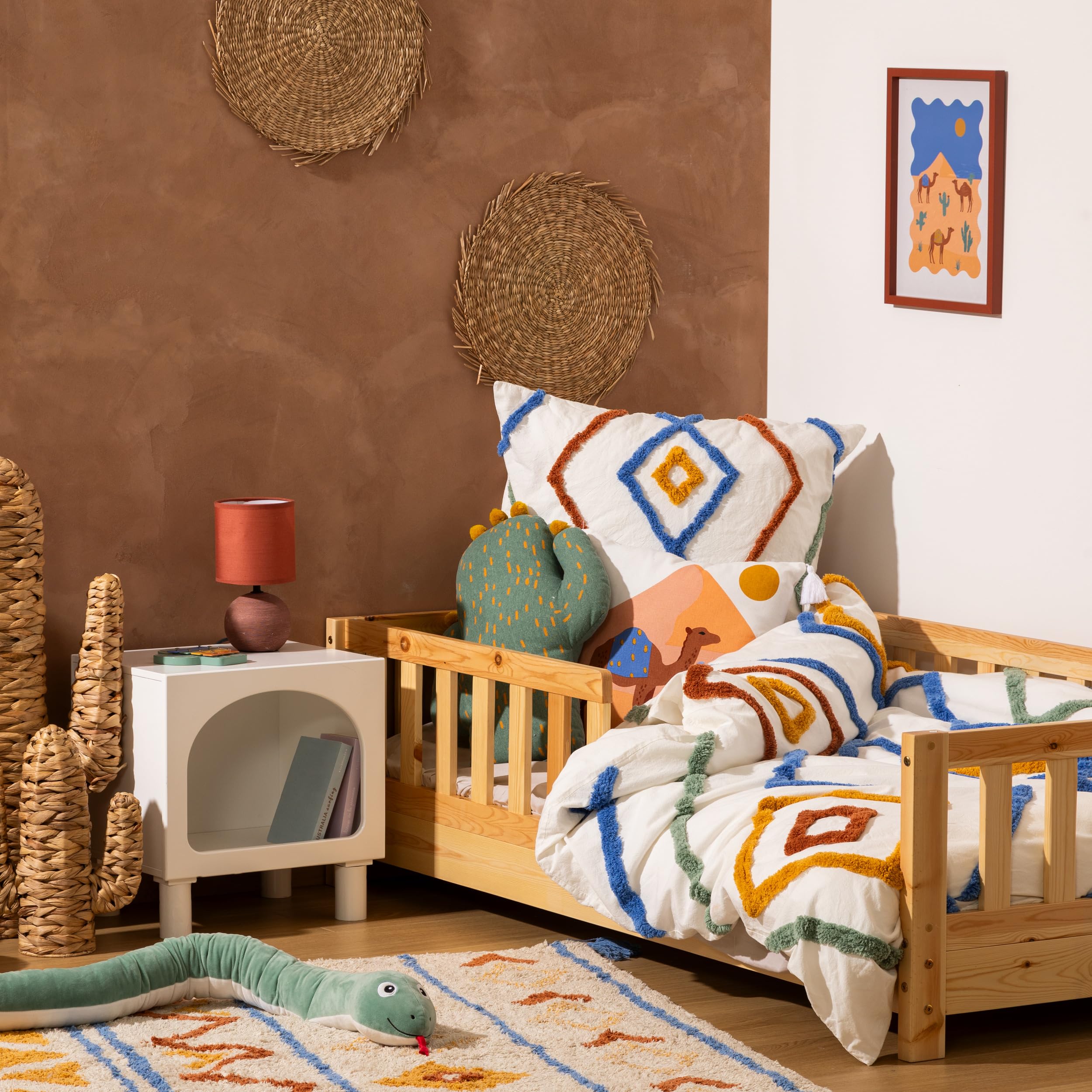 Lit barrières pour Enfant en Bois Naturel 80x160 cm Montessori