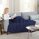 SERTA Zen Rest Wrinkle Resistant Adult Heavy Weighted Throw Blanket Filled with Glass Beads, 10 lbs (48 in x 72 in), Navy