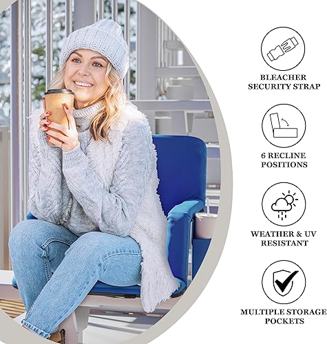 Miniatura 5 de Flash Furniture Asiento para estadio Malta con respaldo y asiento calefactados, 6 posiciones reclinables, silla portátil con correas de mochila,