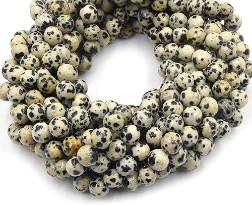 Cuentas de jaspe dálmata Cuentas de piedras preciosas naturales redondas facetadas - 0.157 in, 0.236 in, 0.315 in, 0.394 in, 0.472 in, 0.551 in -