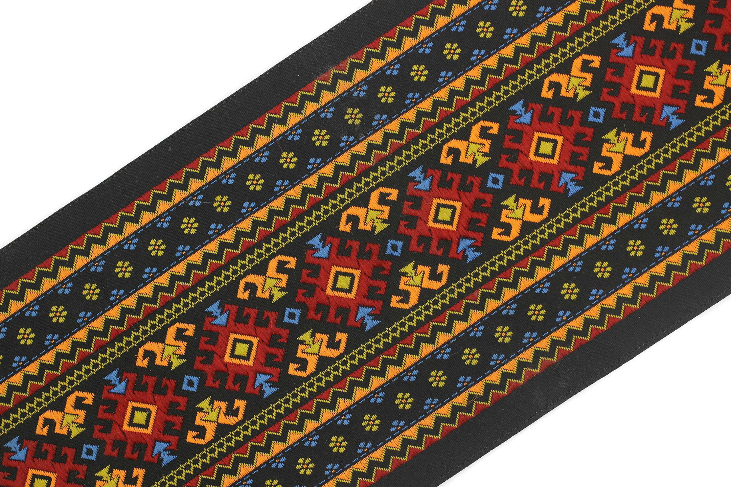 Ruban jacquard rouge-orange neigeux 100mm pour couture et loisirs créatifs (10m)