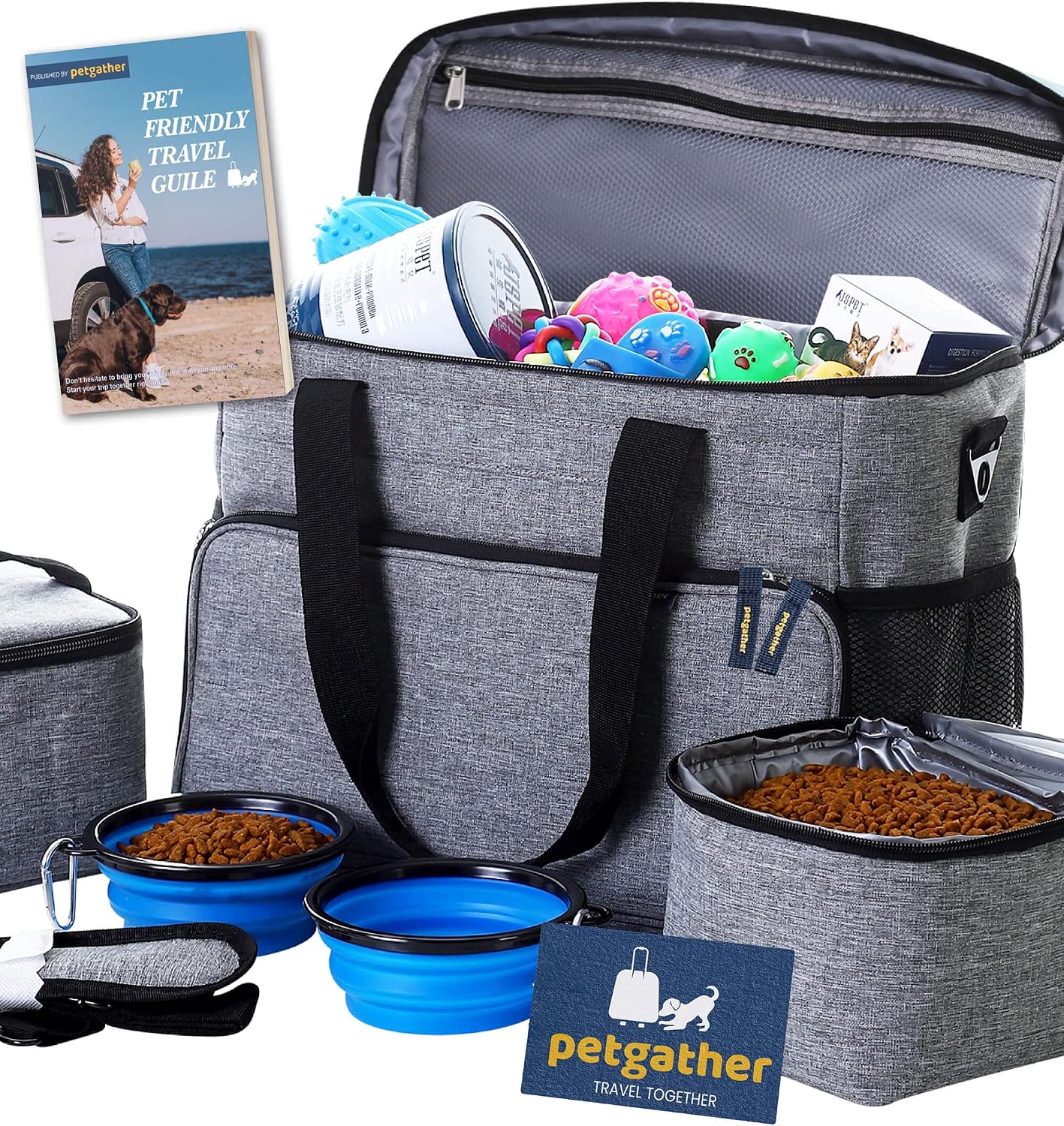 Petgather Dog Travel Bag for Supplies with Lifetime Pet-Friendly Tour Guild - Dog Bags for Traveling, Camping, Road Trip - Easy…
