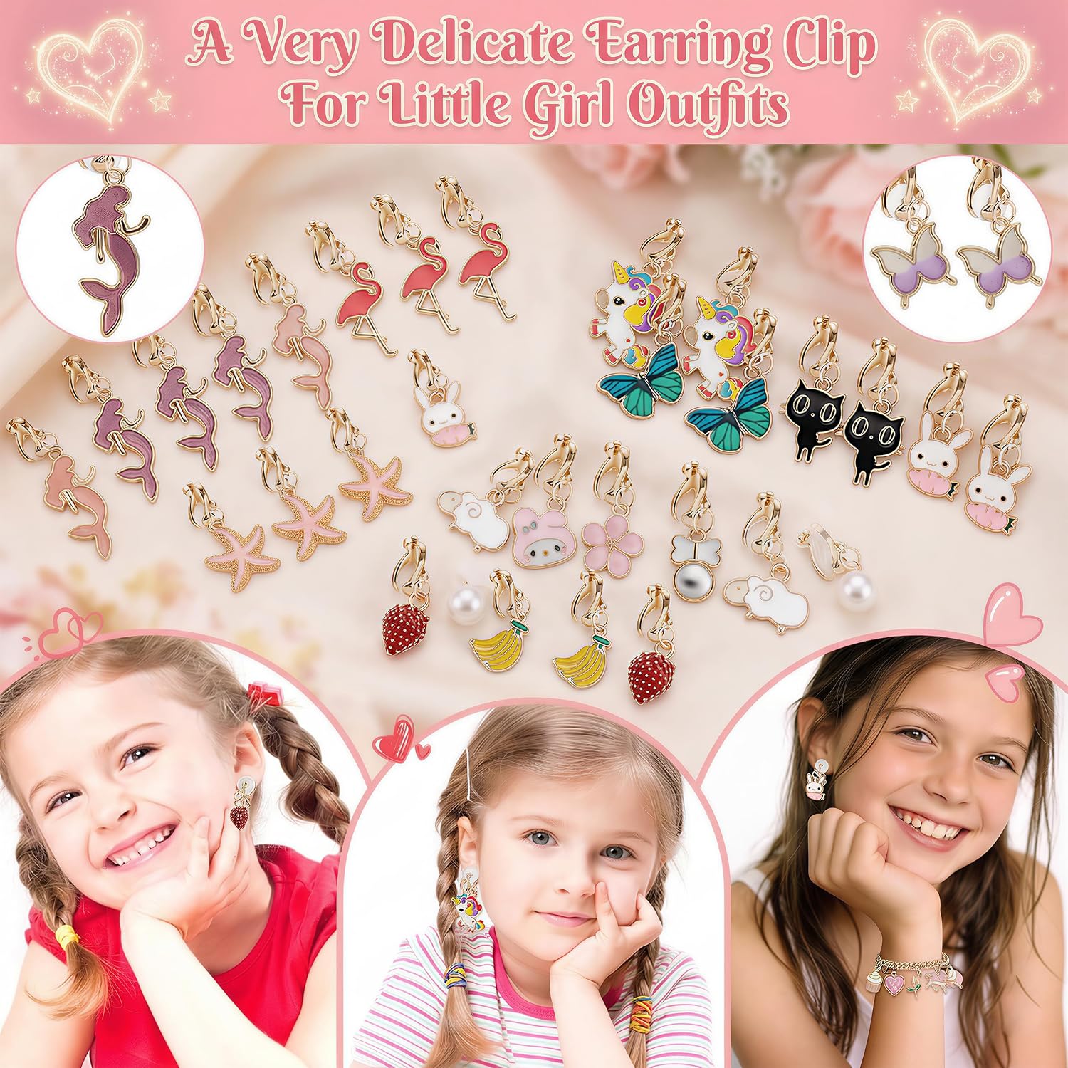 Ponygrass Keychain Making Supplies - DIY Lip Gloss Charms Kit 190 Pcs with Metal Jump Rings and Chain, Easy Assembly Craft Key Chain Making Kit (Pink ear clip pendant & keychain pendant)