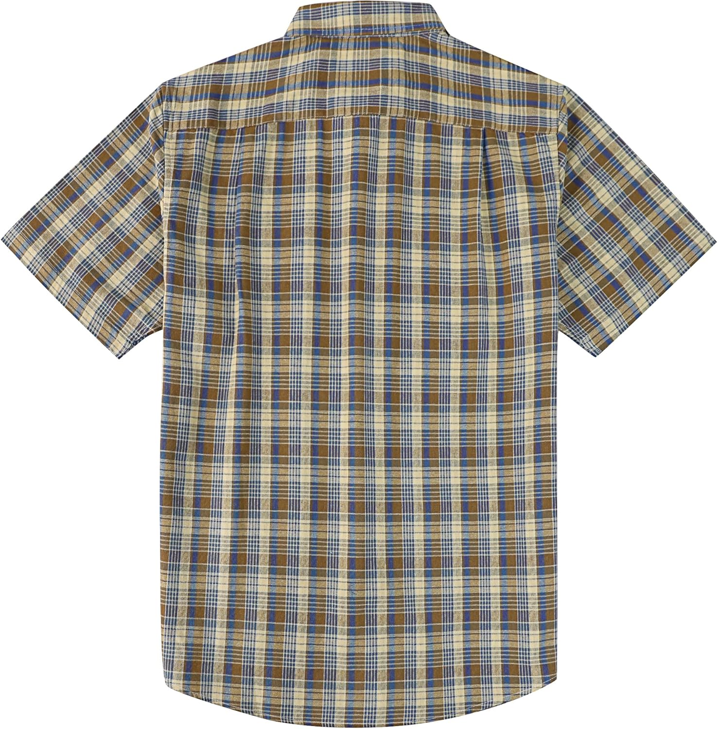 Dubinik® Mens Short Sleeve Button Down Shirts 100% Cotton Plaid Men's Casual Button-Down Shirts with Pocket - Image 2