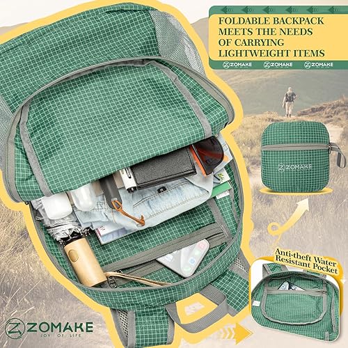 Miniatura 95 de ZOMAKE Mochila ultra ligera y compactable Mochila de senderismo resistente al agua, Mochila pequeña Mochila de camping al aire libre plegable y Azul