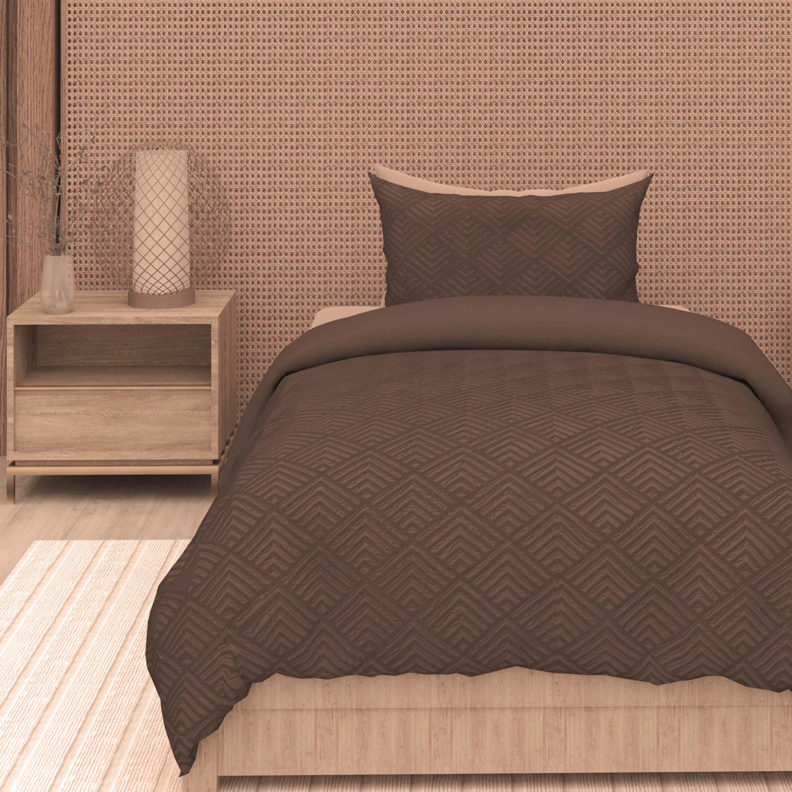 Intemporel Soleil d'Ocre Gaia 3D Microfibre Duvet Cover Set 140 x 200 cm Brown