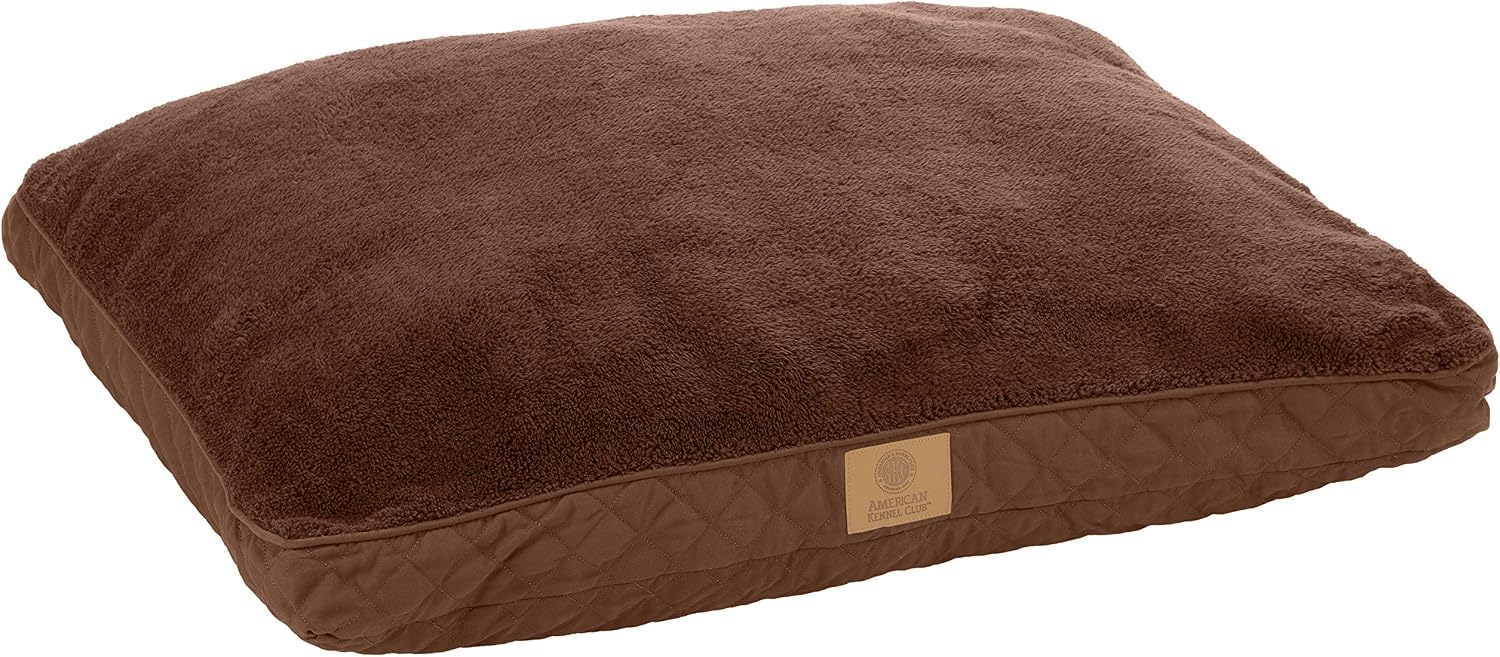 American Kennel Club Fur Diamond Stitch Reversible Gusset Pet Bed, Brown