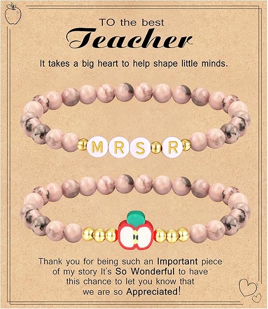 Teacher Appreciation Gifts for Women,Teacher Must Haves Initial Bracelet Mrs Miss End of Year Teacher Gifts Thank You for Helping Me Grow Music Math Science Teachers Bracelets Retirement 2 Set Jewelry