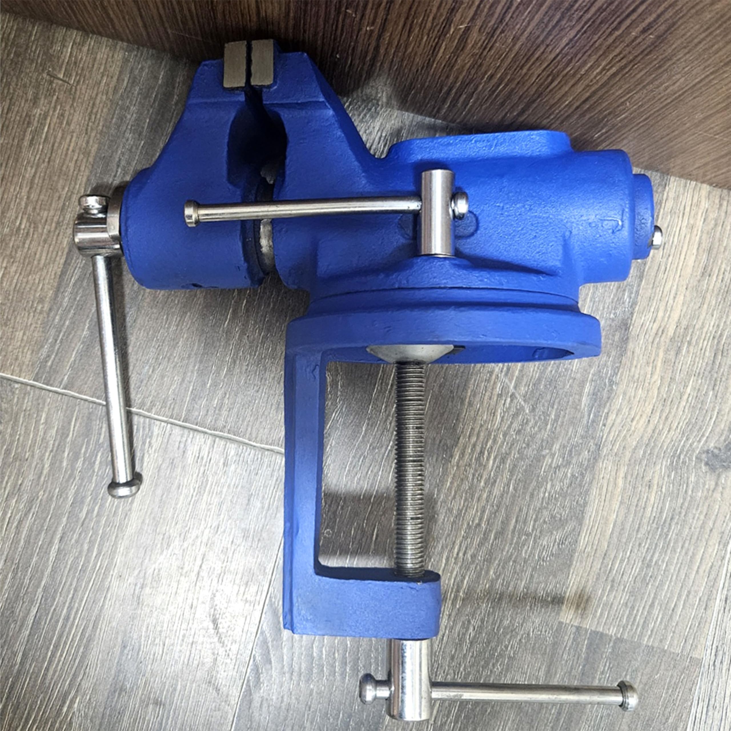 BOLTWORK Table Vice, 65mm Clamp Type, 360-Degree Swivel Base, Heavy Duty Workshop Bench Vice, 4.6 kg, Blue