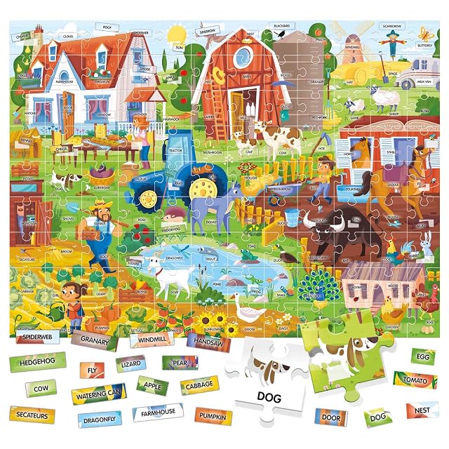 Foto 2 de 4 de Headu - Easy English 100 Words Farm - Juego Educativo, Multicolor, IT20997