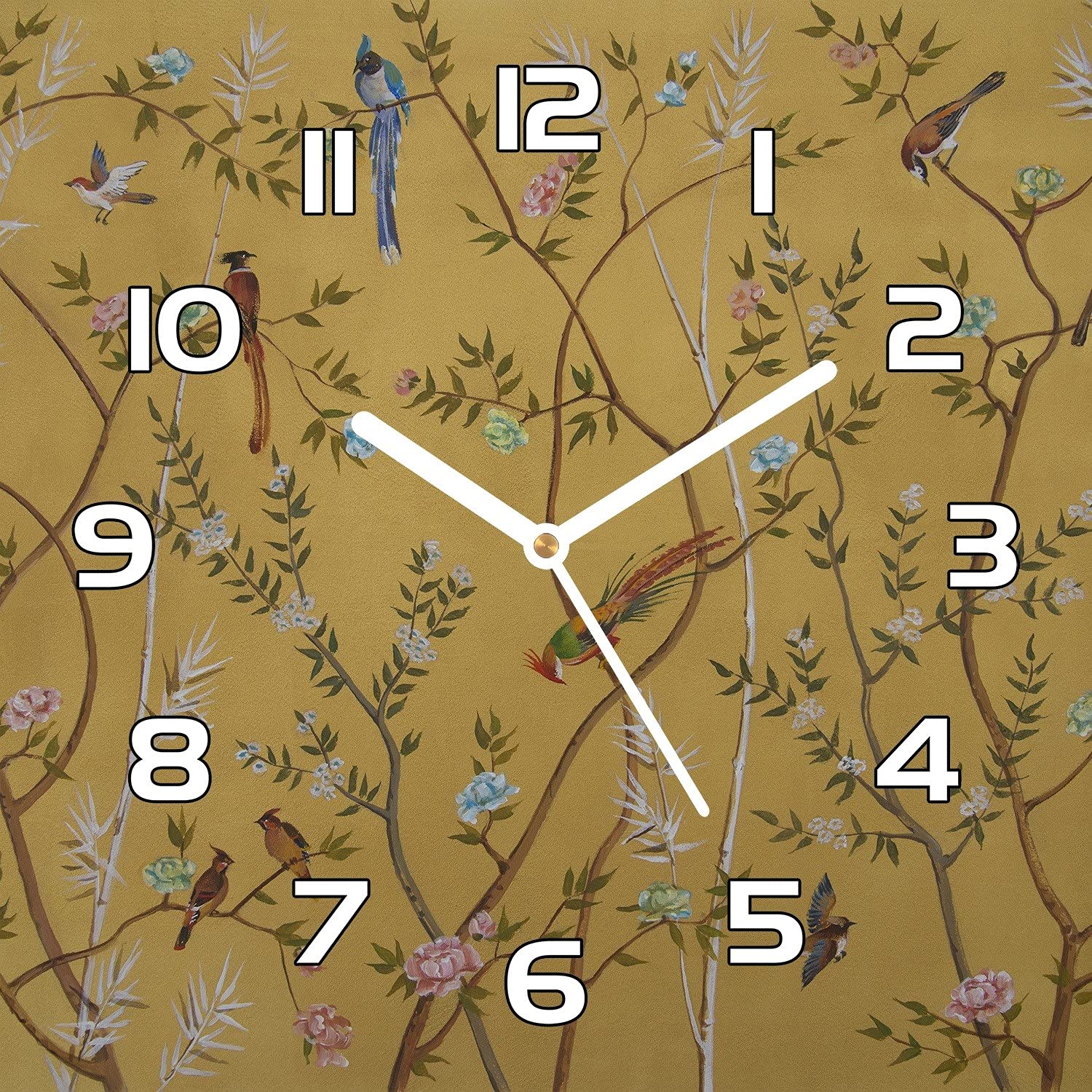 Horloge en verre 30x30 cm Coloray avec aiguilles noires pour décoration murale de salon