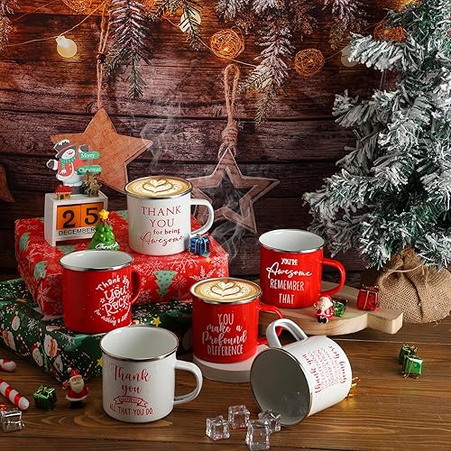 Miniatura 10 de Norme 10 tazas de regalo de agradecimiento, regalos de agradecimiento a granel para empleados, mujeres y hombres, tazas de café esmaltadas de 12