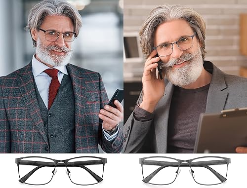 Miniatura 7 de HEEYYOK Reading Glasses for Men Blue Llight Blocking Metal Readers For Men Computer Cheaters Reading Eyeglasses Mens
