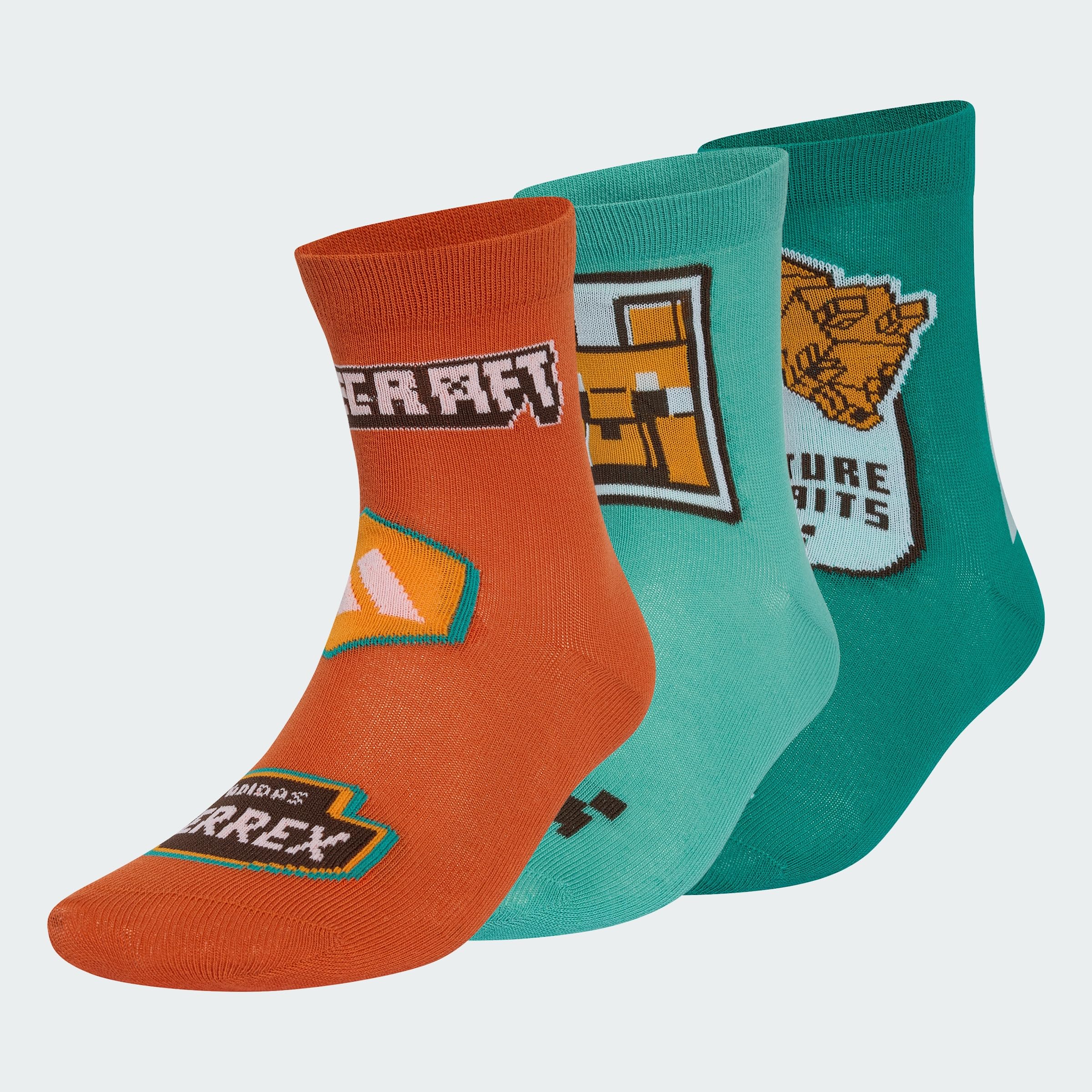 adidas Unisex Kids Minecraft Youth Socks Socks, st fade ocean/Equipment Green/fox orange, S
