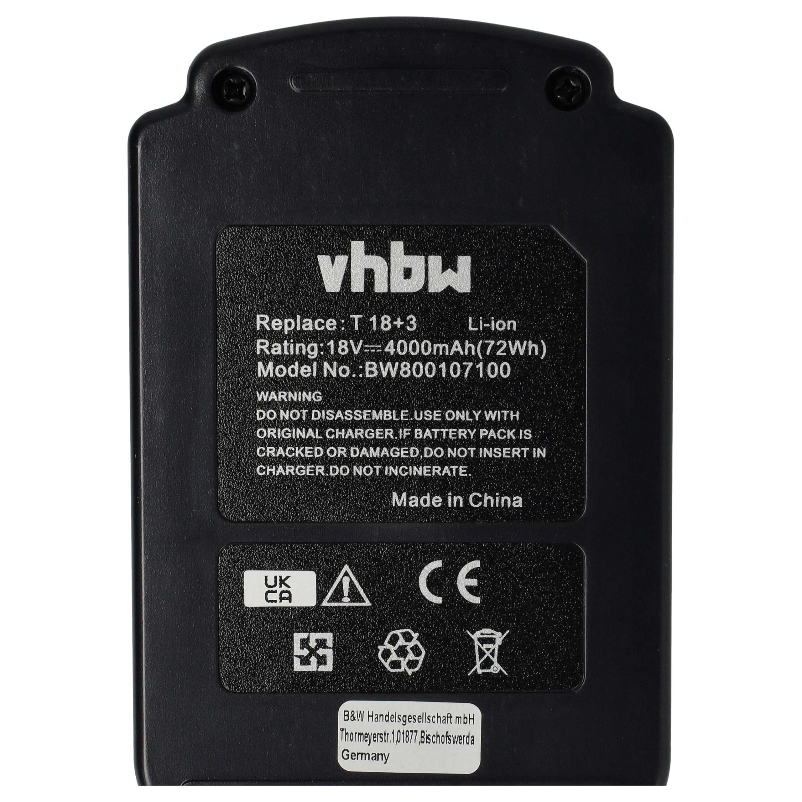 vhbw batteria compatibile con Festo Festool DRC 18/4 Li 5.2-Set, DRC 18/4 Li-Basic utensile elettrico (4000 mAh, Li-Ion, 18 V)