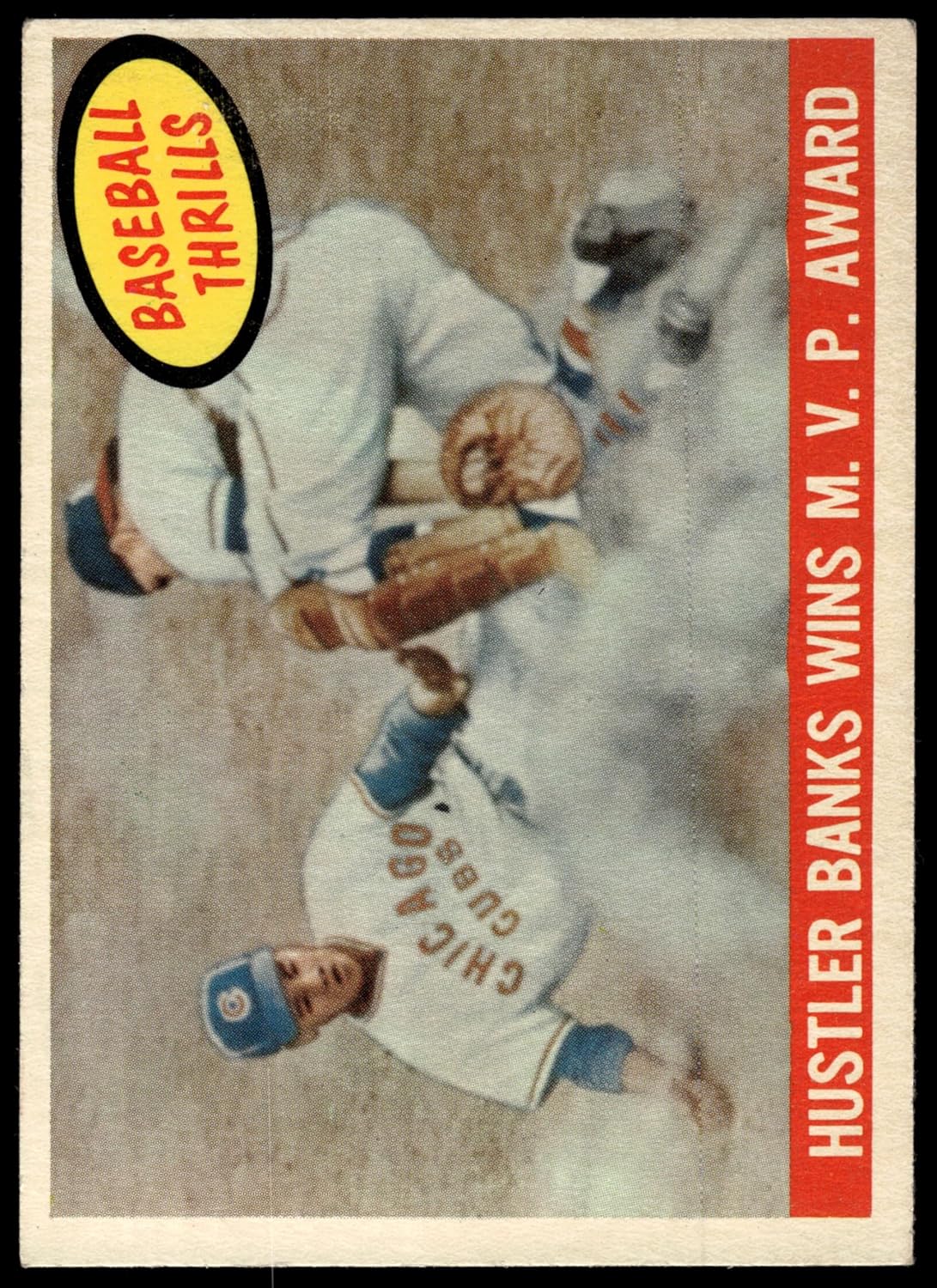 1959 Topps #469 Hustler Wins MVP Award Ernie Banks Chicago Cubs (Baseball Card) VG/EX Cubs