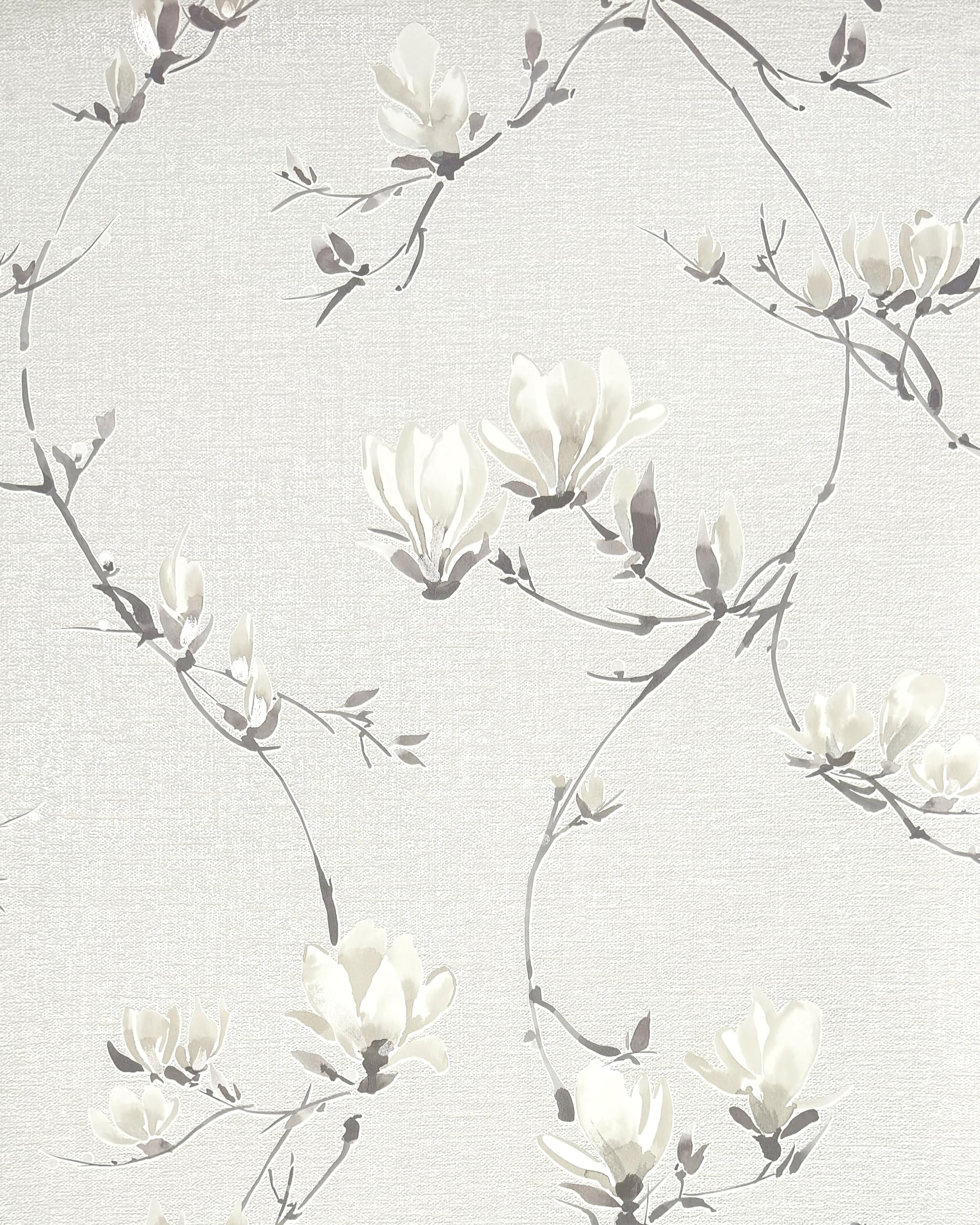 Fine Decor Isla Floral Luxury Textured Vinyl Wallpaper, Warm White