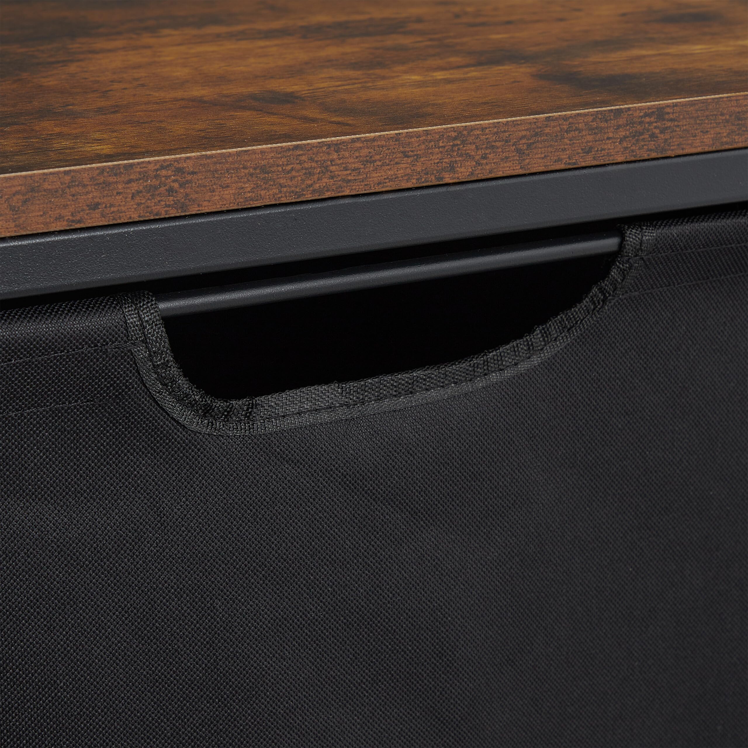 Relaxdays Mueble para Ropa Sucia, 2 Cestos Extraíbles, Estantería Colada 162x80x34 cm, Diseño Industrial, Negro y Marrón