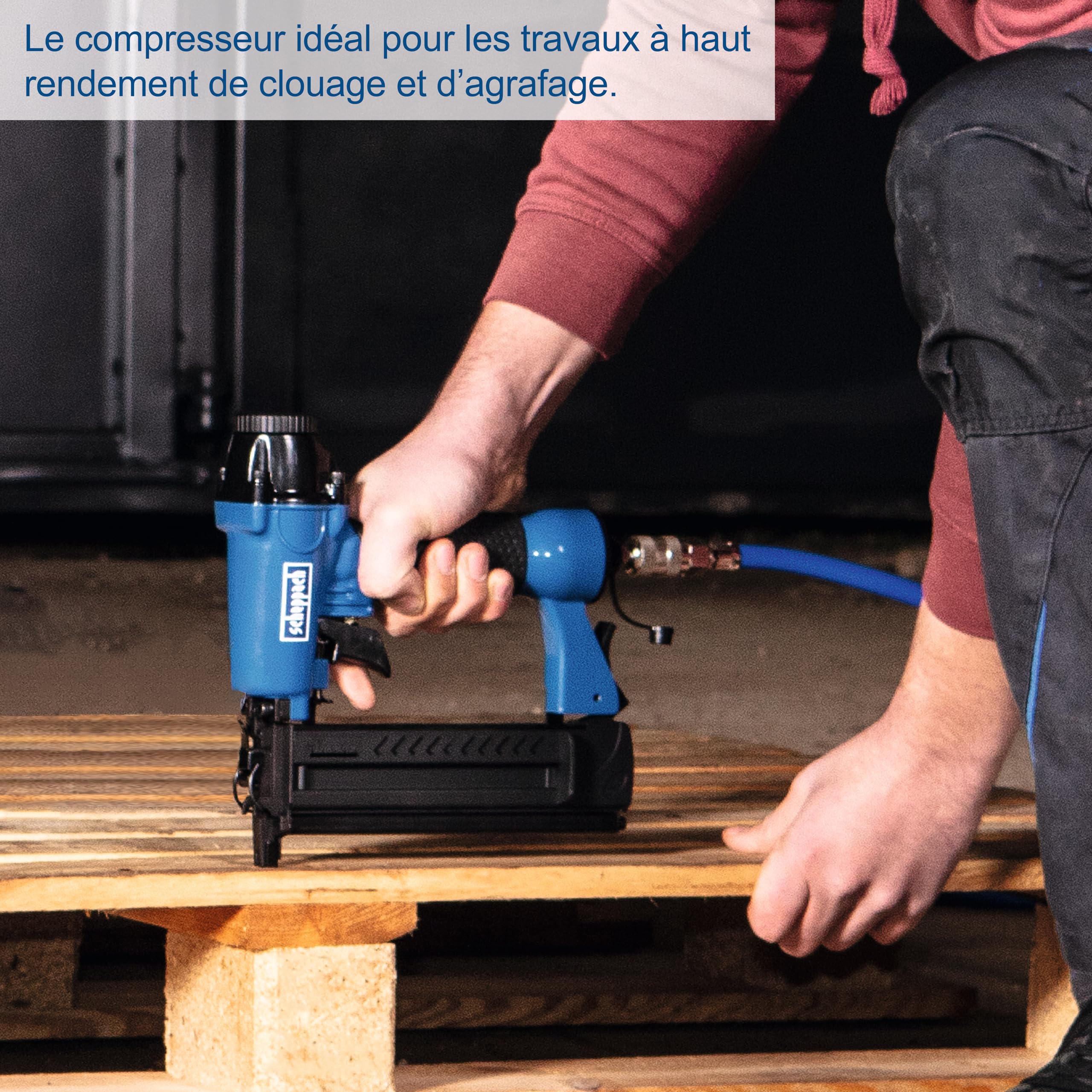 Scheppach Compresseur d’air HC500 – 2200 W / 3,0 CV – Cuve de 50 L – 10 bar – Admission d'air 371 l/min – 2 manomètres & raccords rapides
