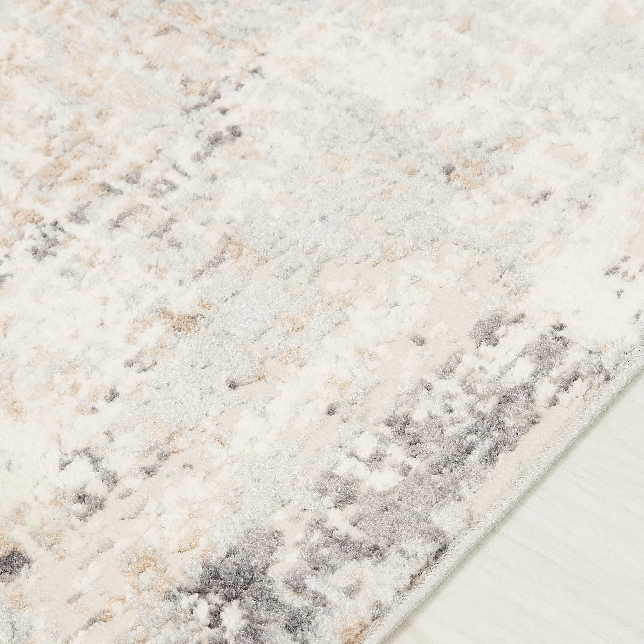 Carpeto Rugs Abstraktes Vintage Designer Teppich - Kurzflor - Weich Teppich für Wohnzimmer, Schlafzimmer, Esszimmer - ÖKO-TEX Wohnzimmerteppich - Teppiche - Beige Grau 1-120 x 170 cm