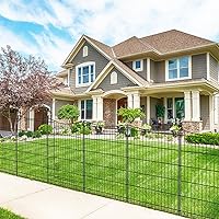 INJOPEXI 26ft x 36in Metal Garden Fence with Gate: 12 Panels Rustproof Rabbit Dog Barrier for Yard Lawn Backyard