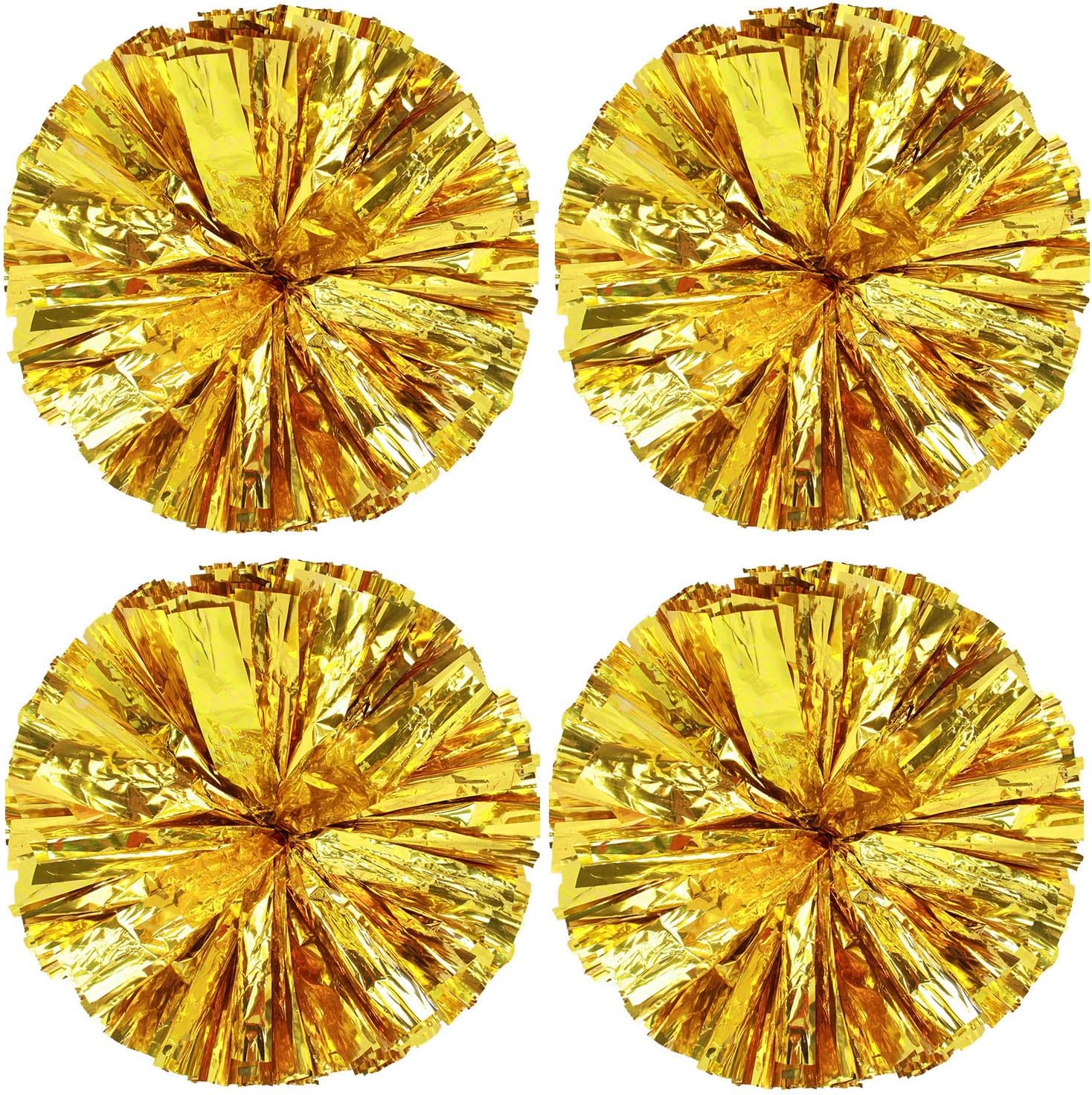 Hlonon 4 Pack Cheerleader Pom Poms Sports Dance Cheer Plastic Pom Poms Cheerleading for Sports Team Spirit Cheering (Golden, 30)