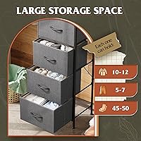 Vista 5 de WLIVE Cómoda de tela, cómoda alta de 5 cajones para dormitorio, organizador de almacenamiento con cubos de tela, parte superior de madera, marco