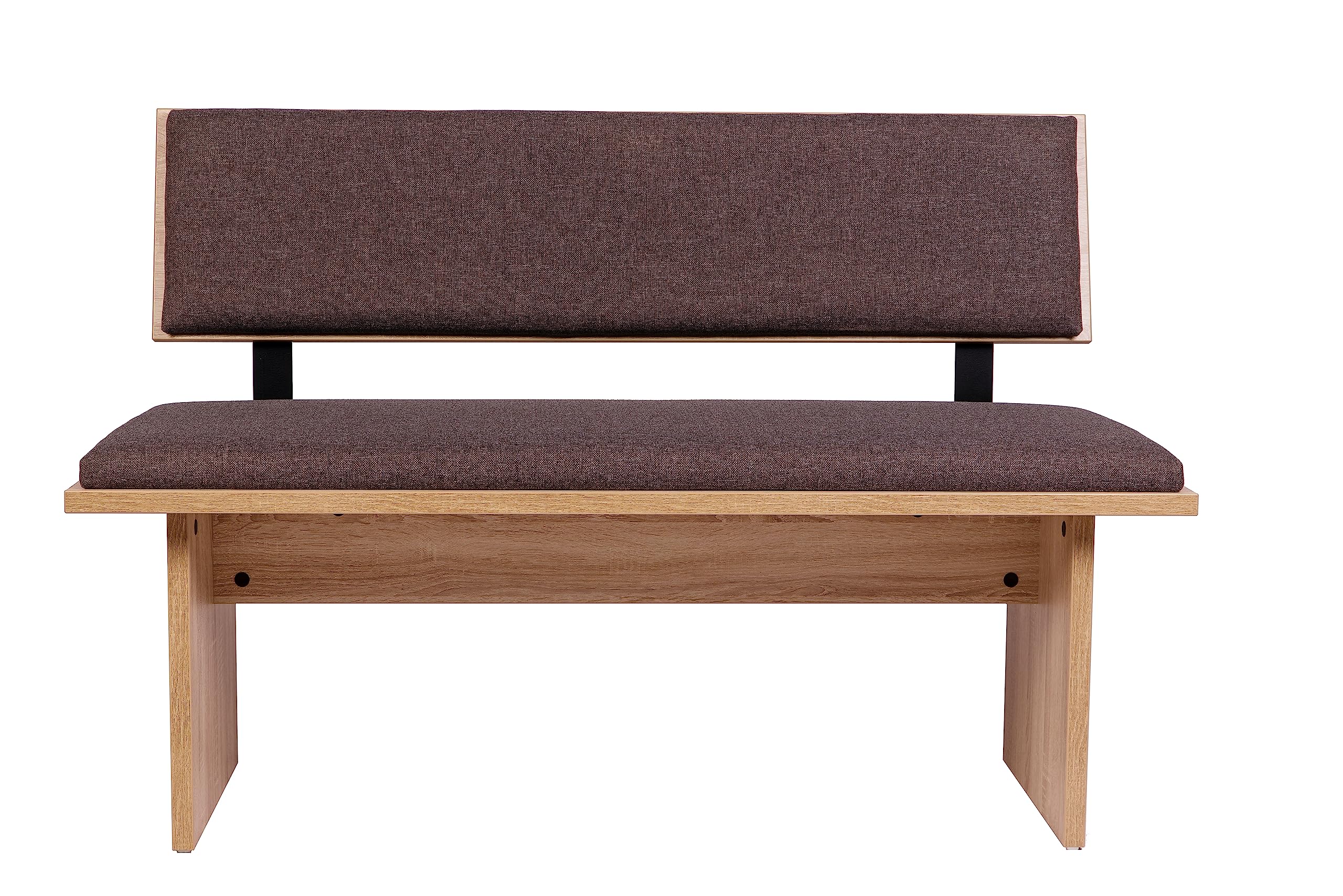 Sitzbank, Eckbank oder Küchenbank mit Lehne 125x85x48 cm, mit Polsterung für hohen Sitzkomfort, ideal als Bank im Esszimmer, einfacher Aufbau, 'Die Stilvolle', Eiche Premiumdekor